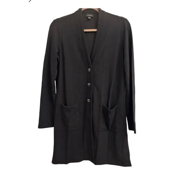 J. Jill Black Ribbed Knit Button Closure Cardigan Sweater Womens Size Large - Picture 2 of 14